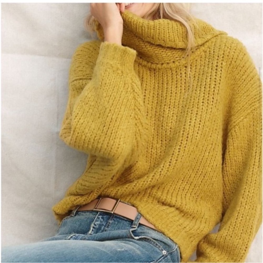 Anthropologie Mustard Yellow Turtleneck Sweater